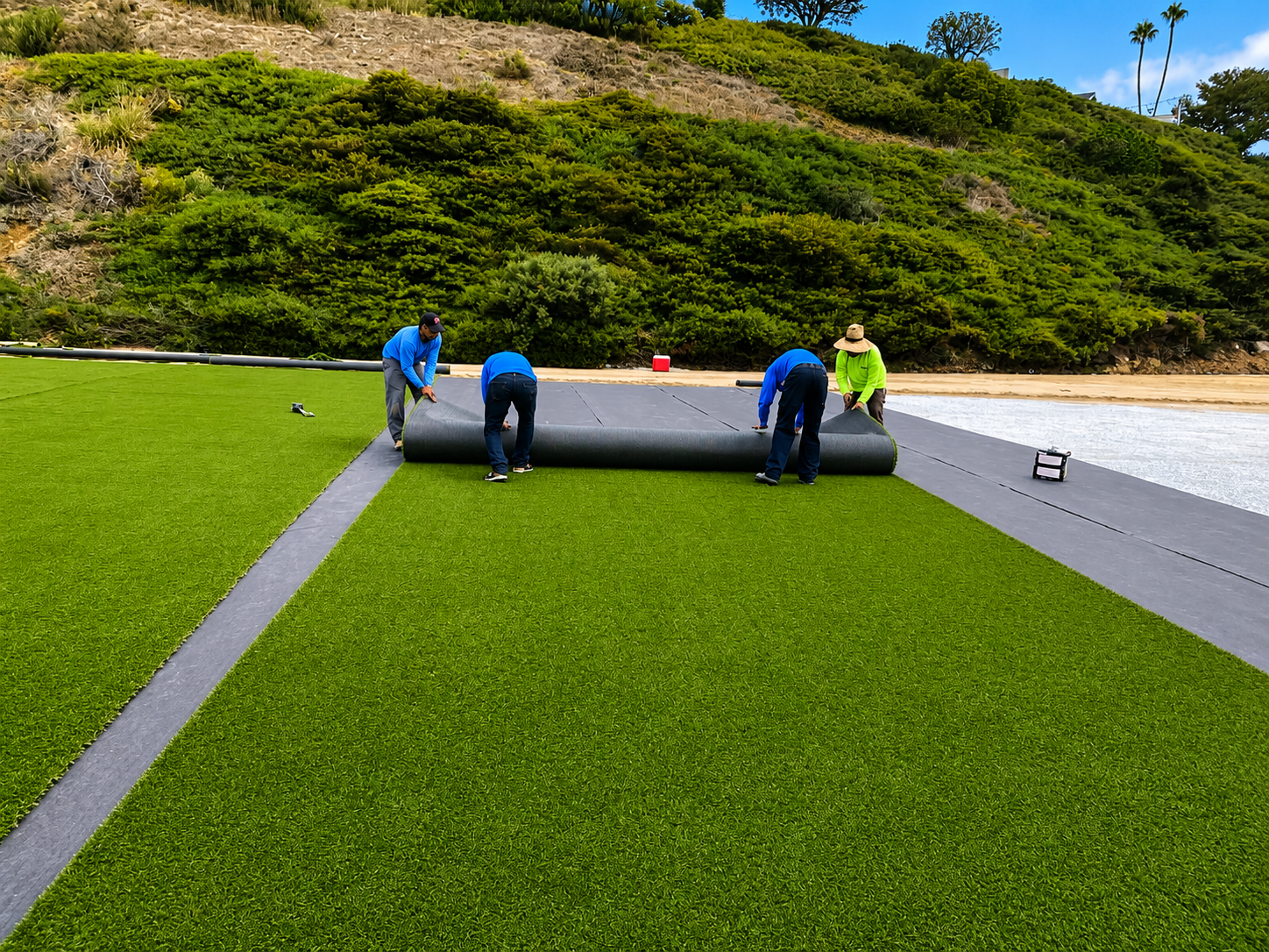 Synthetic turf installation by Ruiz Landscape